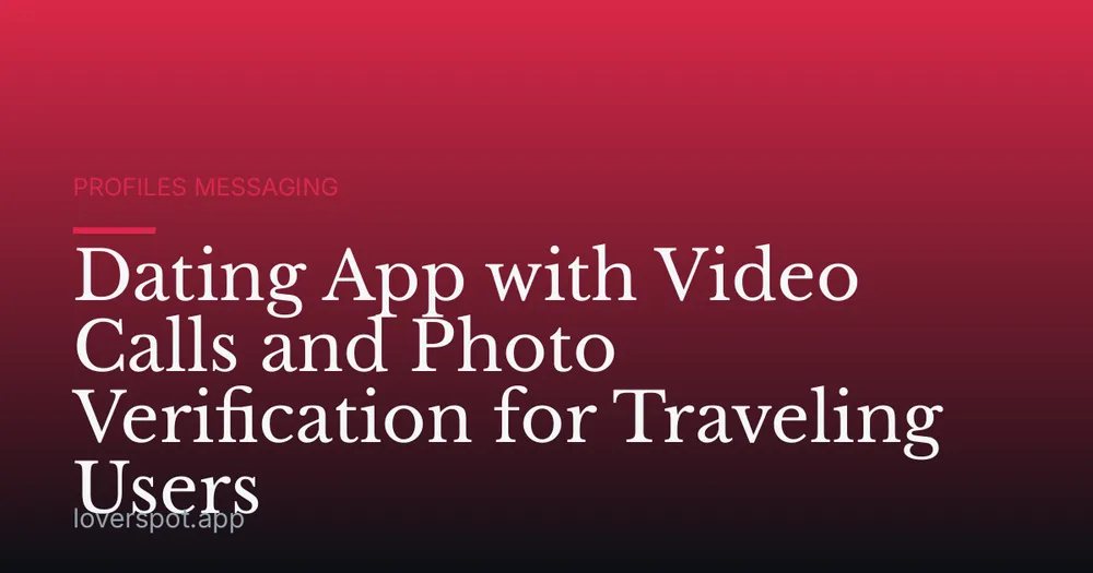 Dating App with Video Calls and Photo Verification for Traveling Users