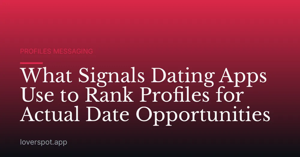 What Signals Dating Apps Use to Rank Profiles for Actual Date Opportunities