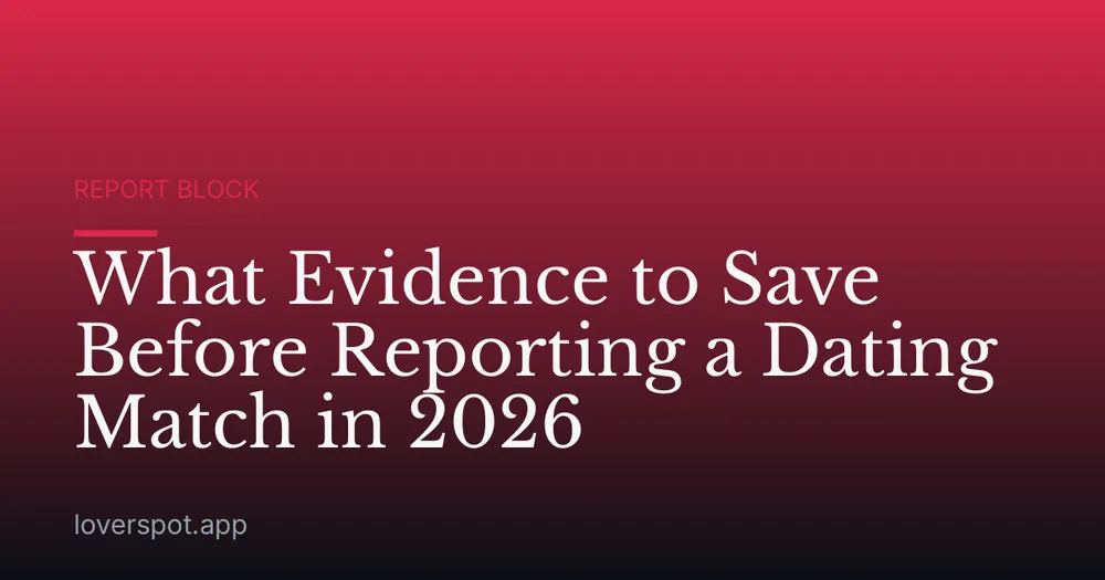 What Evidence to Save Before Reporting a Dating Match in 2026
