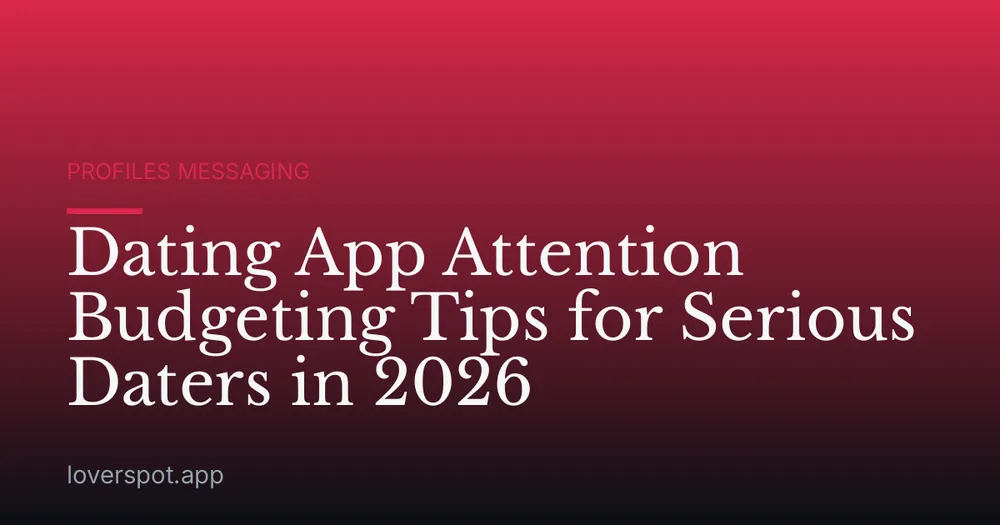 Dating App Attention Budgeting Tips for Serious Daters in 2026