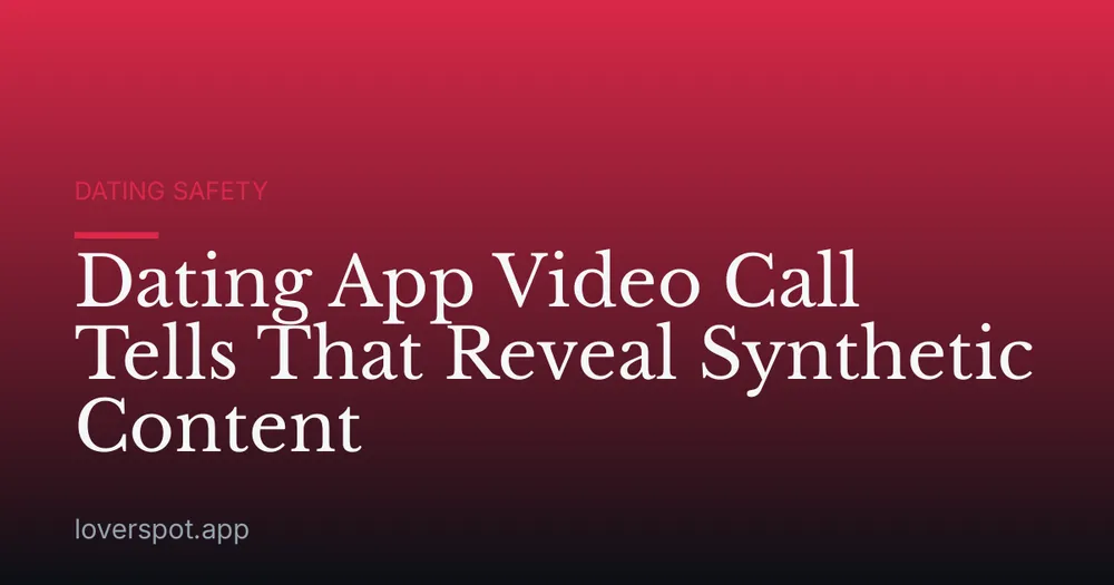 Dating App Video Call Tells That Reveal Synthetic Content