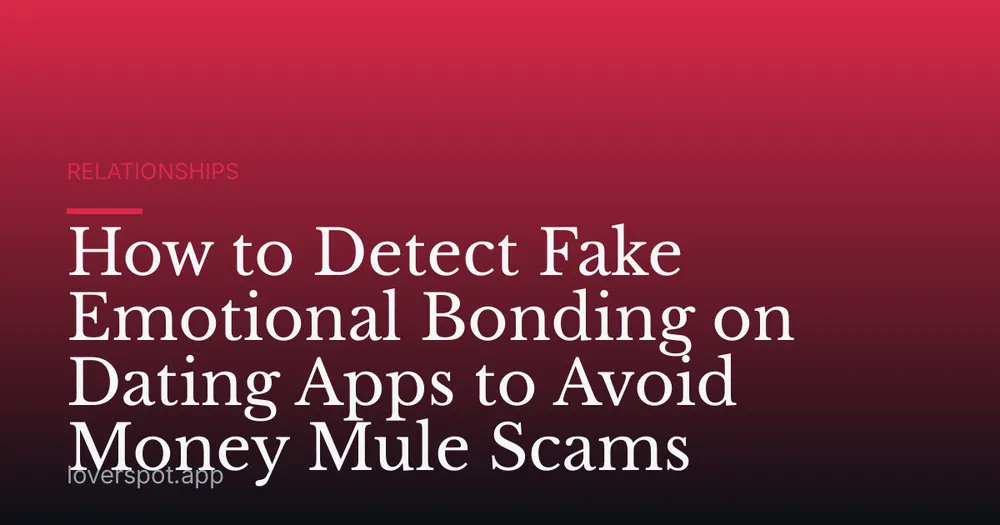 How to Detect Fake Emotional Bonding on Dating Apps to Avoid Money Mule Scams