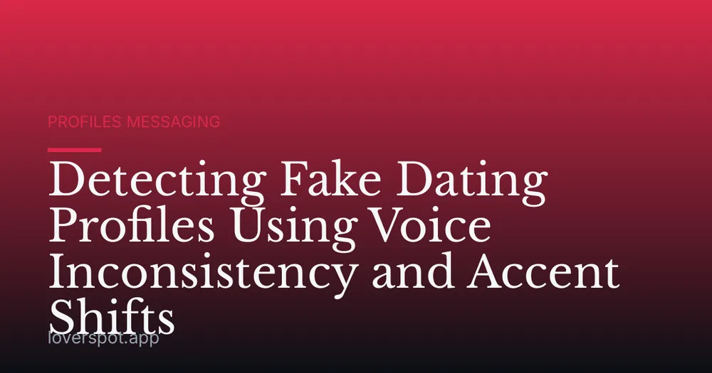 Detecting Fake Dating Profiles Using Voice Inconsistency and Accent Shifts