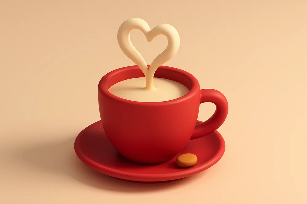 a single coffee cup with a heart-shaped steam rise