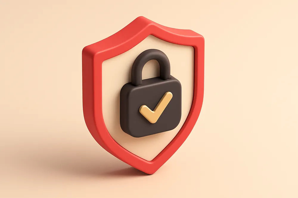 a shield with a lock and a checkmark inside