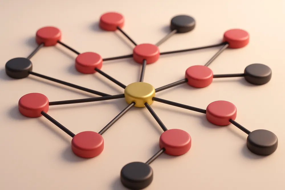 a network of small circular nodes connected by lines