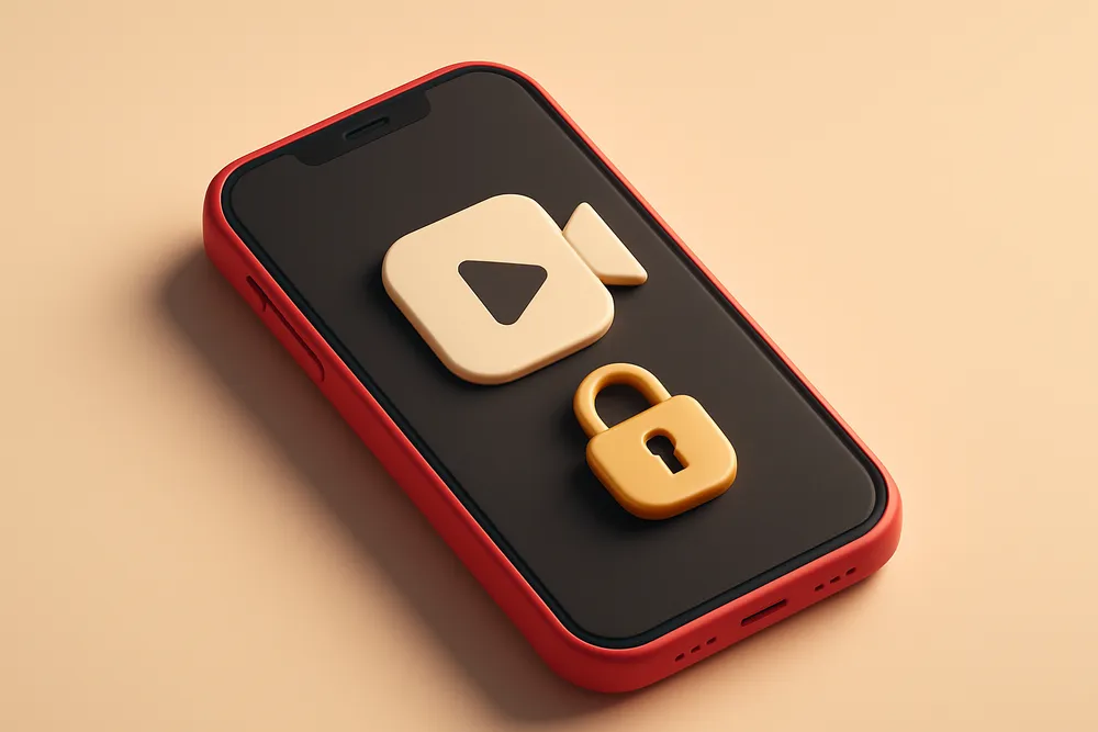 a single phone with a video call icon and a lock symbol overlay