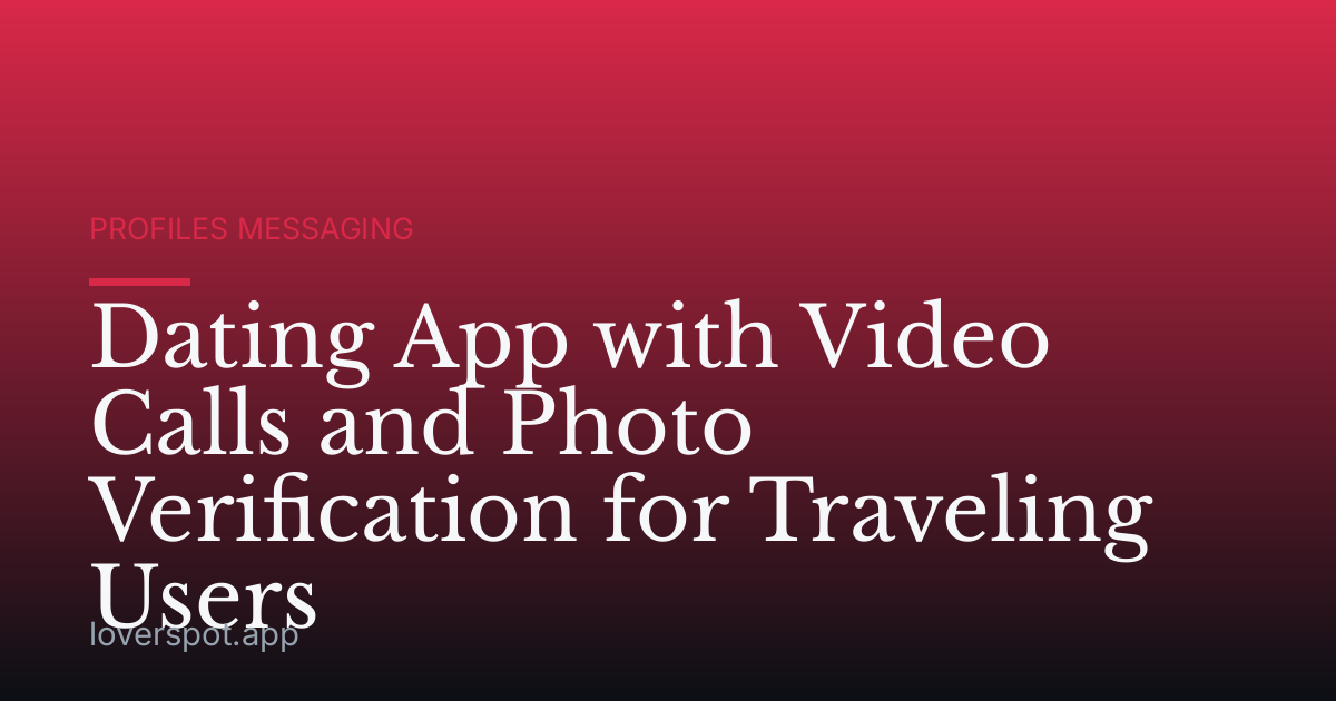 Dating App with Video Calls and Photo Verification for Traveling Users