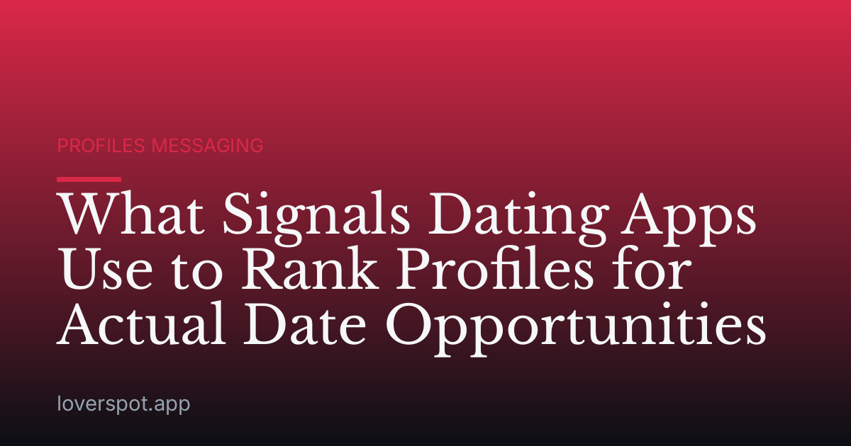 What Signals Dating Apps Use to Rank Profiles for Actual Date Opportunities