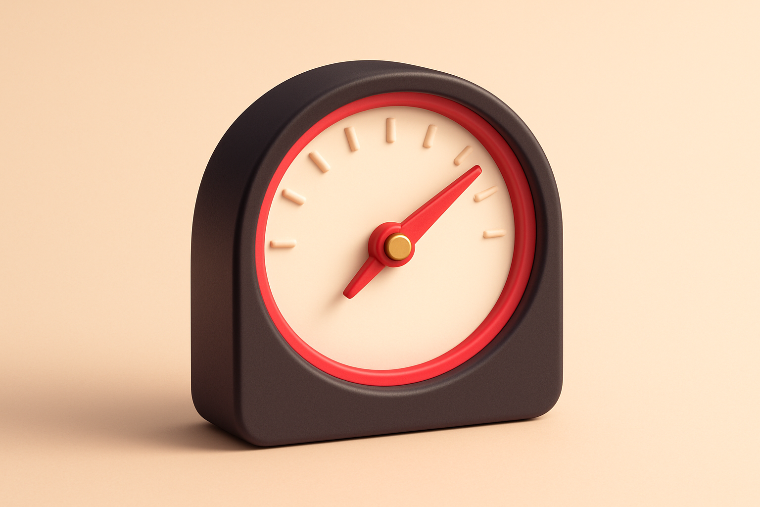 A single gauged dial with a steady red needle, symbolizing calm and focus