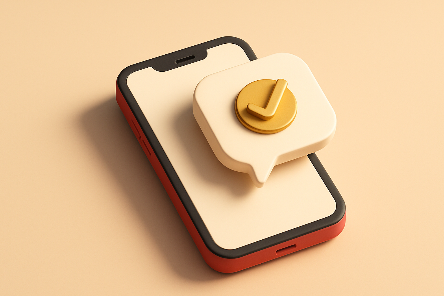 a single phone with a chat bubble and a checkmark