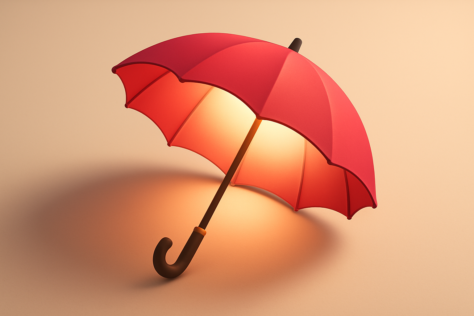 a single umbrella with a soft glow inside