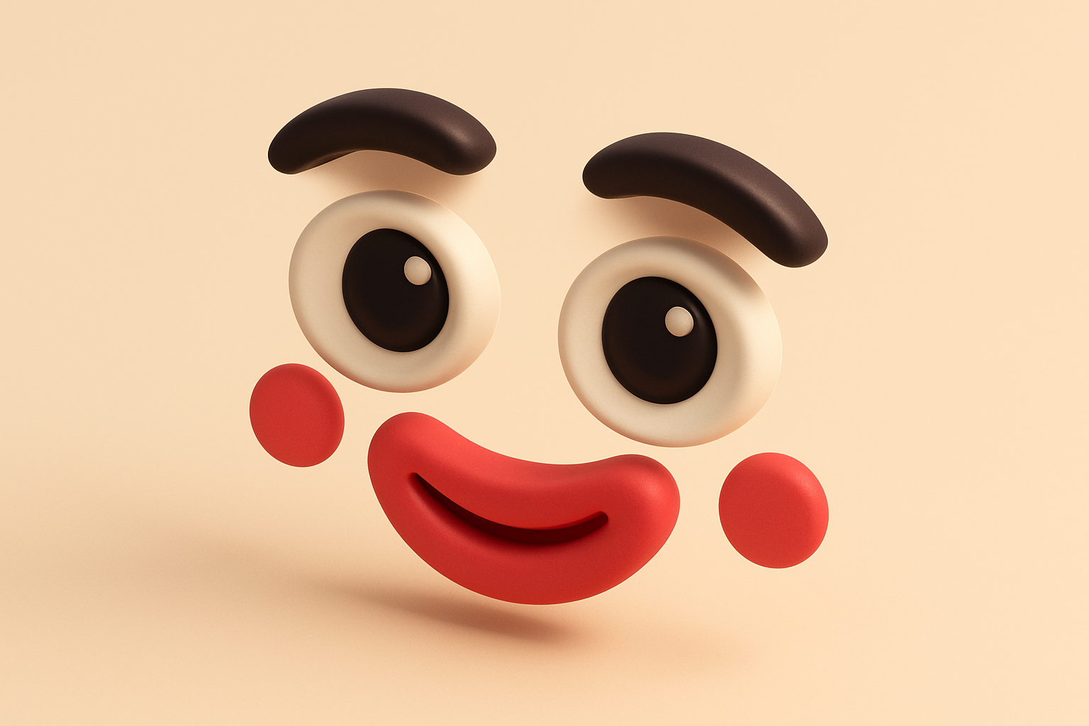 a single set of eyes with soft, open brows and a gentle smile