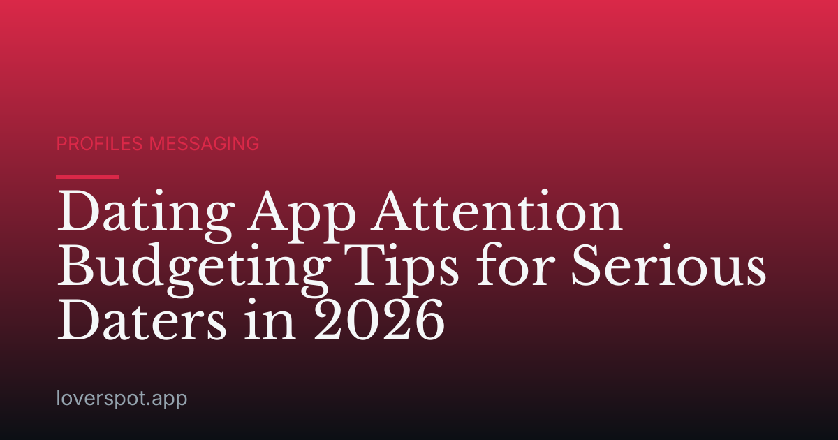 Dating App Attention Budgeting Tips for Serious Daters in 2026