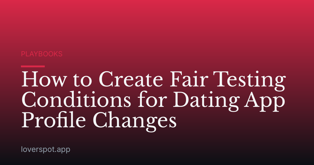 How to Create Fair Testing Conditions for Dating App Profile Changes