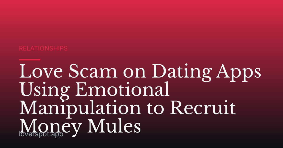 Love Scam on Dating Apps Using Emotional Manipulation to Recruit Money Mules
