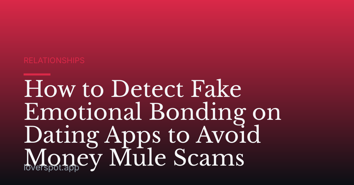 How to Detect Fake Emotional Bonding on Dating Apps to Avoid Money Mule Scams