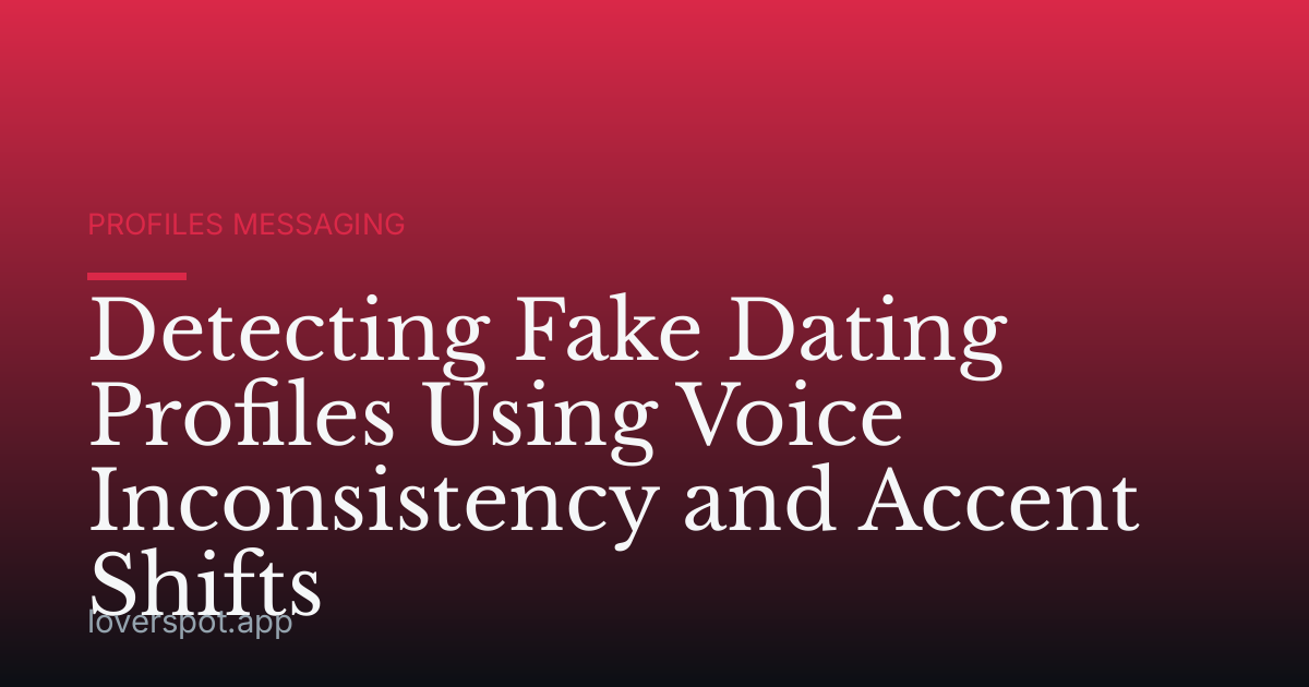 Detecting Fake Dating Profiles Using Voice Inconsistency and Accent Shifts