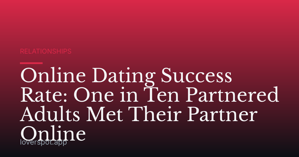 Online Dating Success Rate: One in Ten Partnered Adults Met Their Partner Online