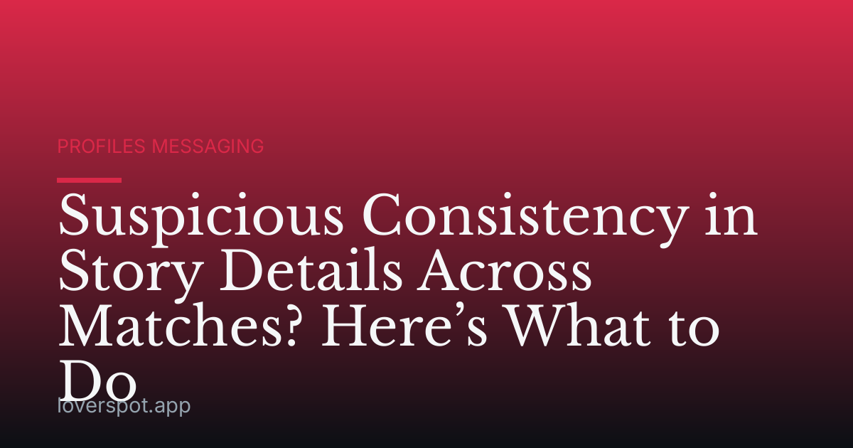 Suspicious Consistency in Story Details Across Matches? Here’s What to Do