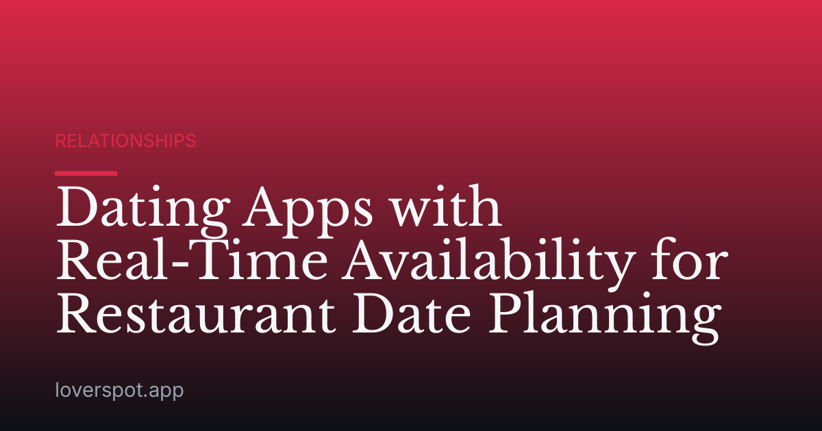 Dating Apps with Real-Time Availability for Restaurant Date Planning