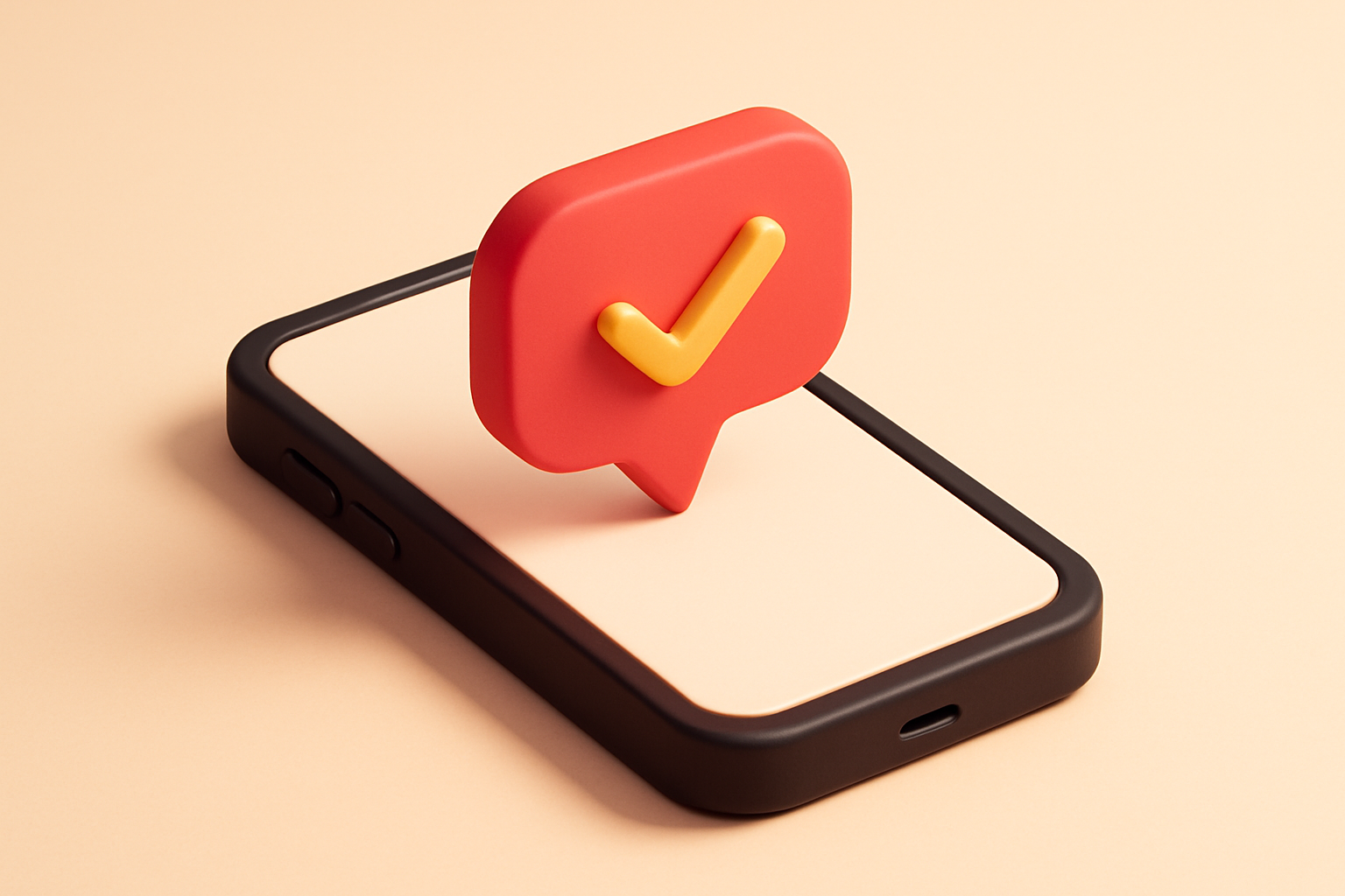 a single phone with a chat bubble and a checkmark