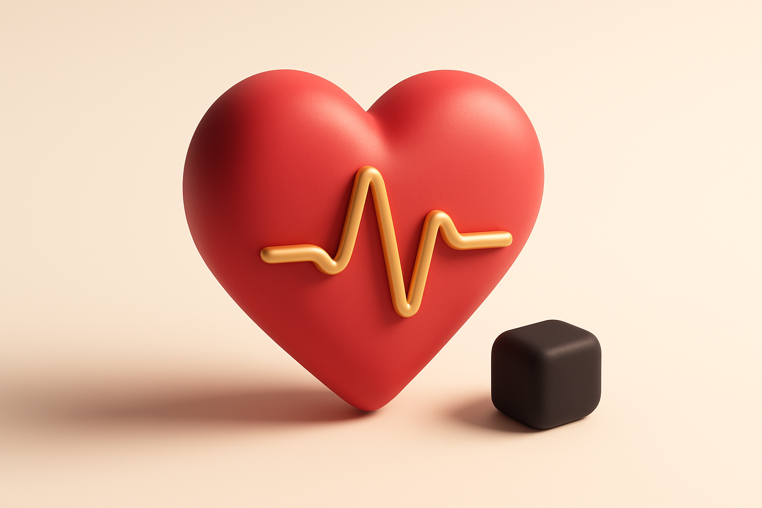 a single heart with a small pulse wave running through it