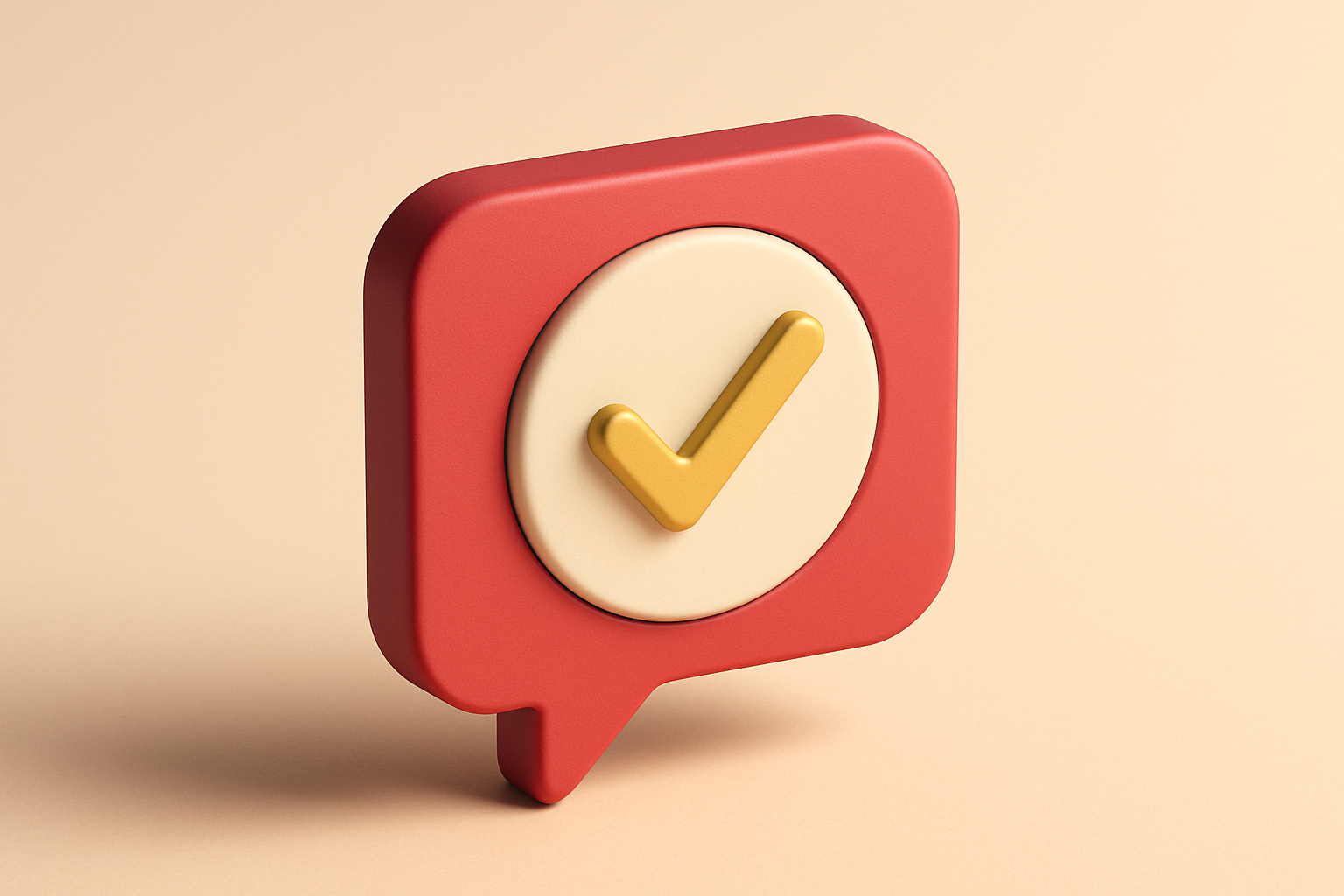 a single, flat-icon chat bubble with a green checkmark inside