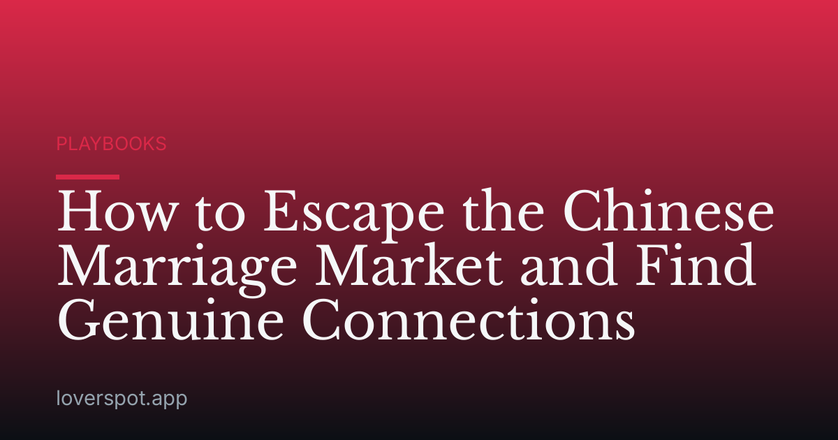 How to Escape the Chinese Marriage Market and Find Genuine Connections