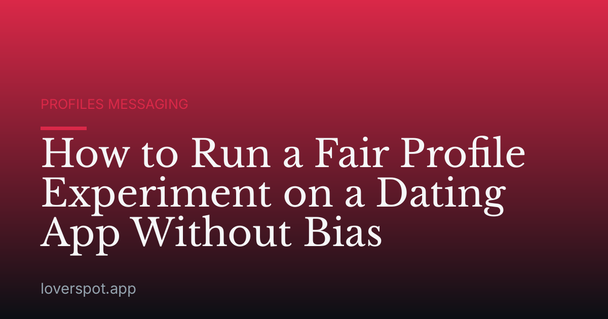 How to Run a Fair Profile Experiment on a Dating App Without Bias