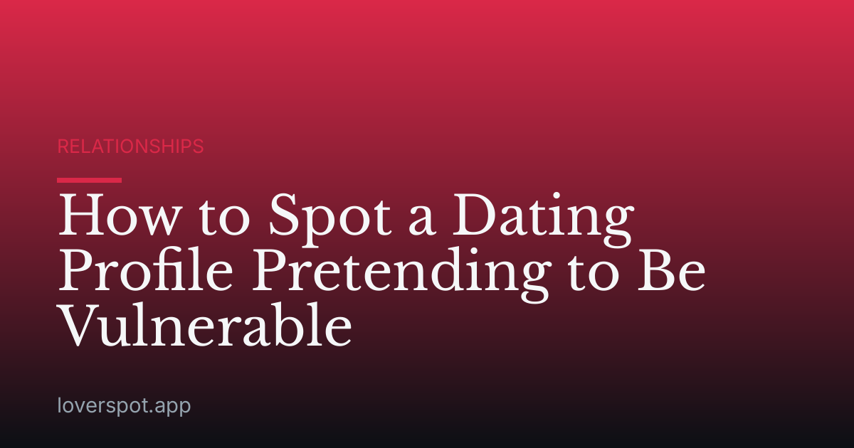 How to Spot a Dating Profile Pretending to Be Vulnerable