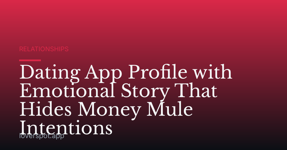 Dating App Profile with Emotional Story That Hides Money Mule Intentions