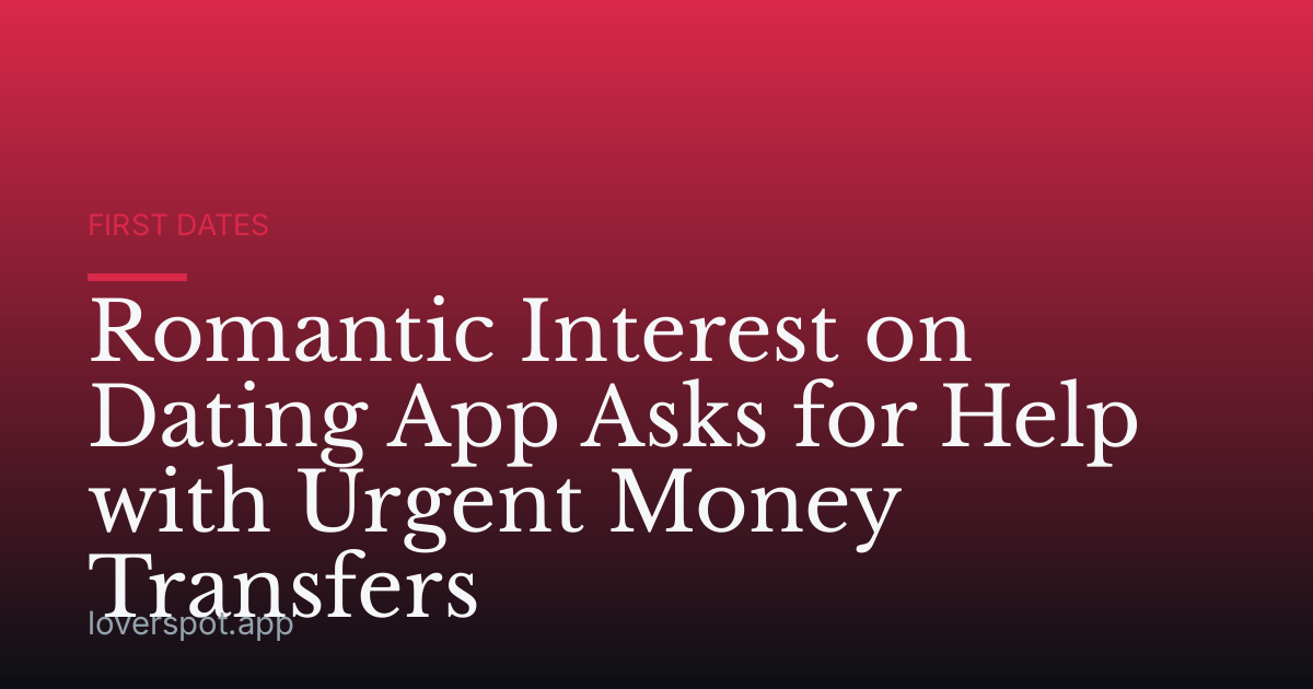 Romantic Interest on Dating App Asks for Help with Urgent Money Transfers