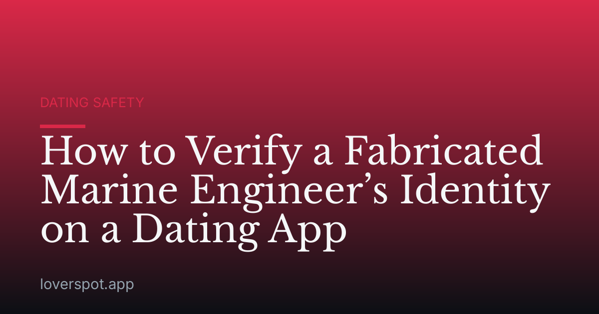 How to Verify a Fabricated Marine Engineer’s Identity on a Dating App