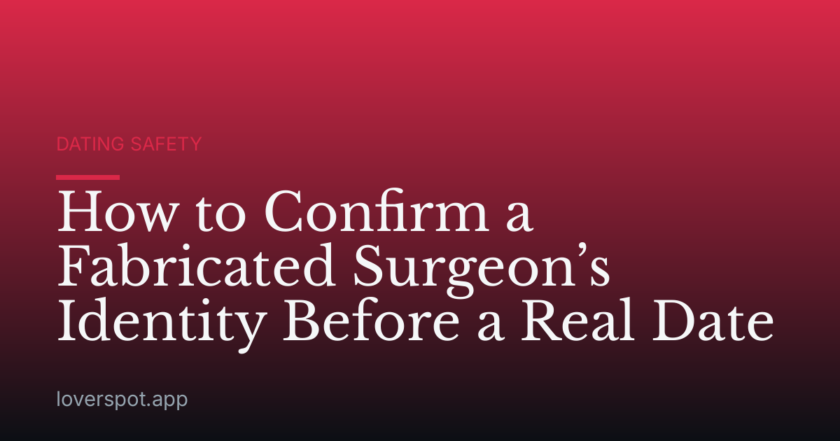 How to Confirm a Fabricated Surgeon’s Identity Before a Real Date
