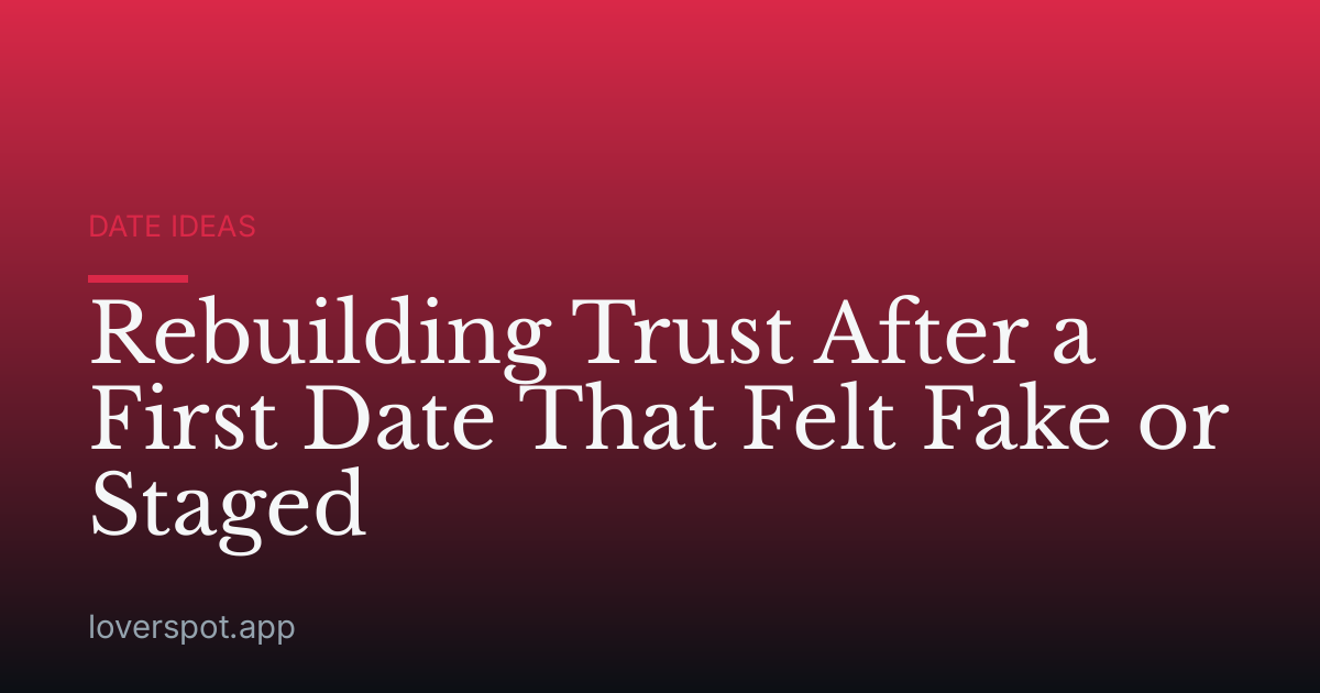 Rebuilding Trust After a First Date That Felt Fake or Staged