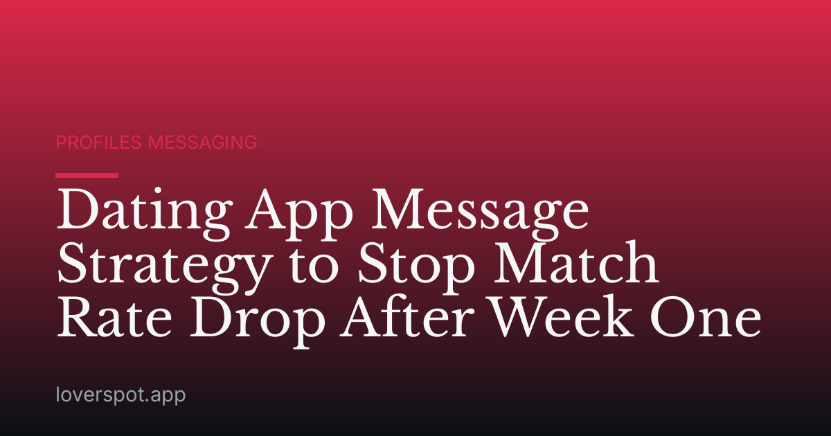 Dating App Message Strategy to Stop Match Rate Drop After Week One
